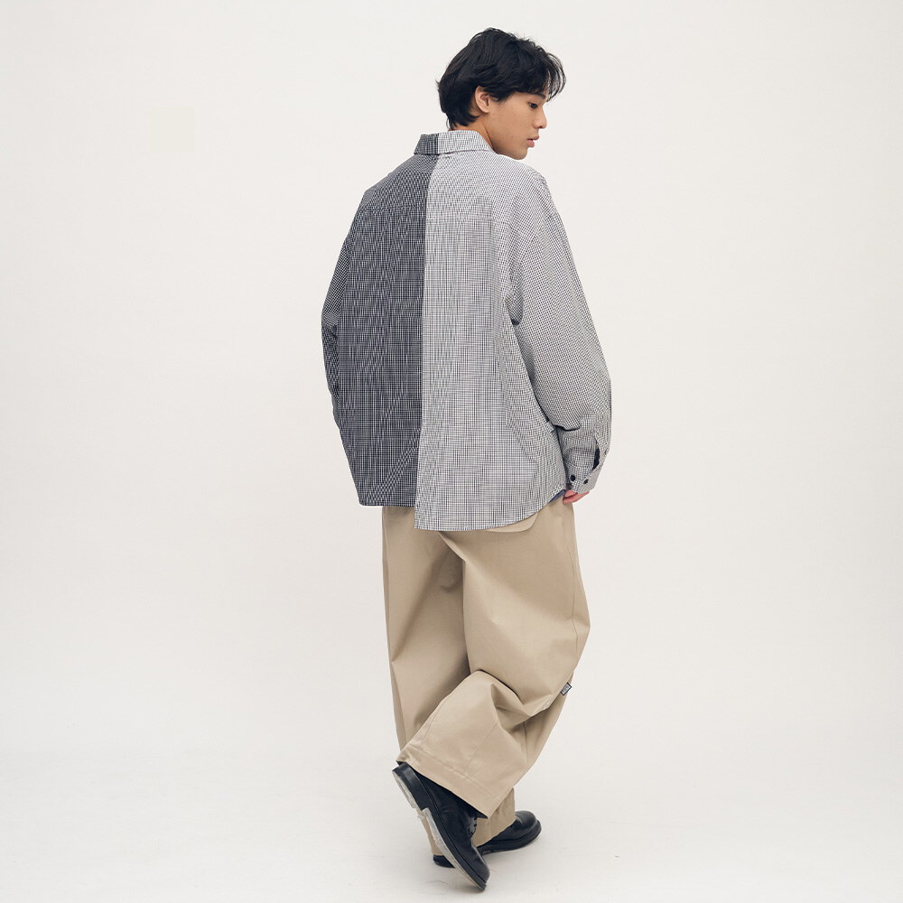 clip by clip 方格紙拼接襯衫