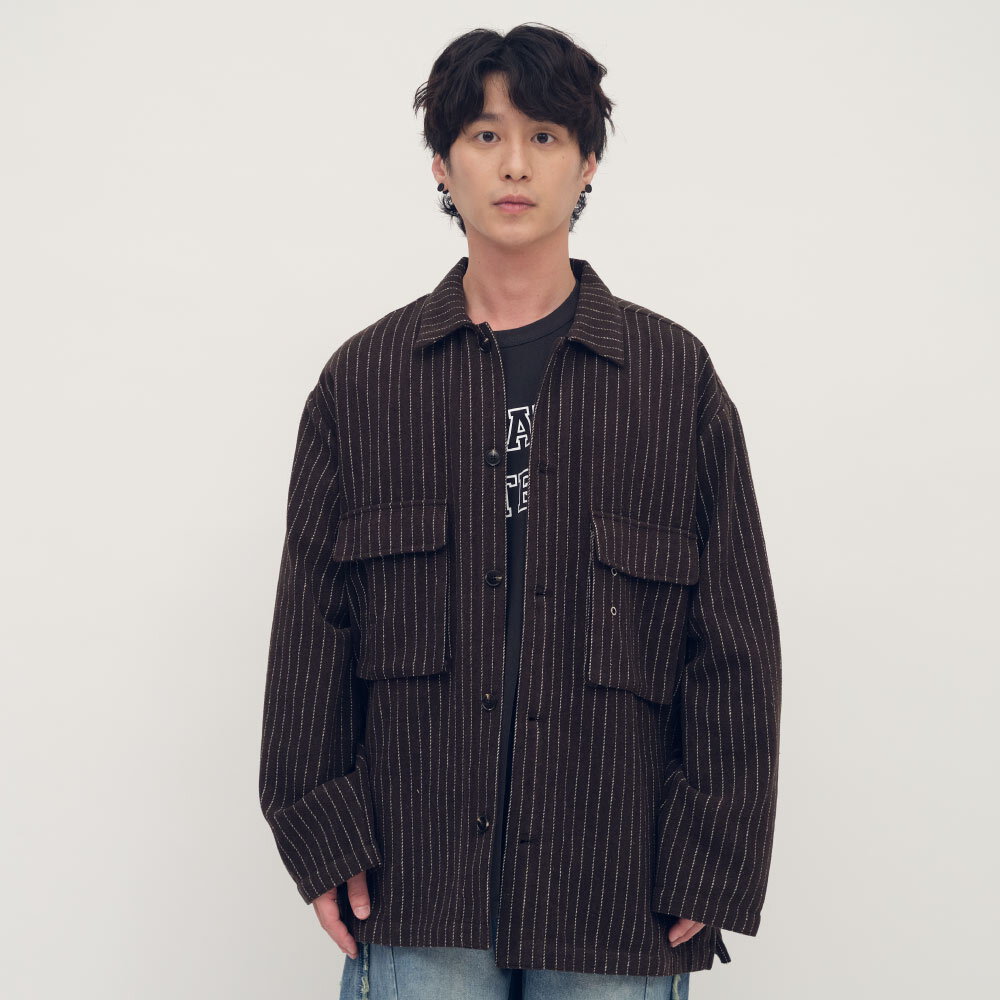 clip by clip 條紋記事CPO襯衫