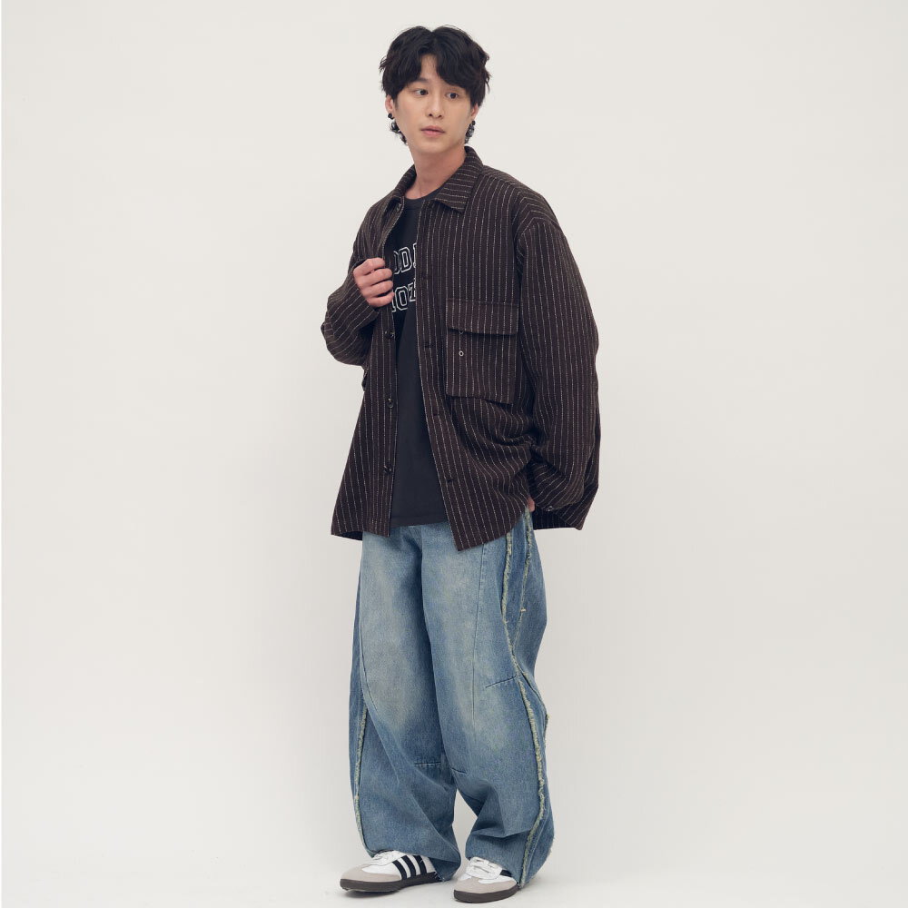 clip by clip 條紋記事CPO襯衫