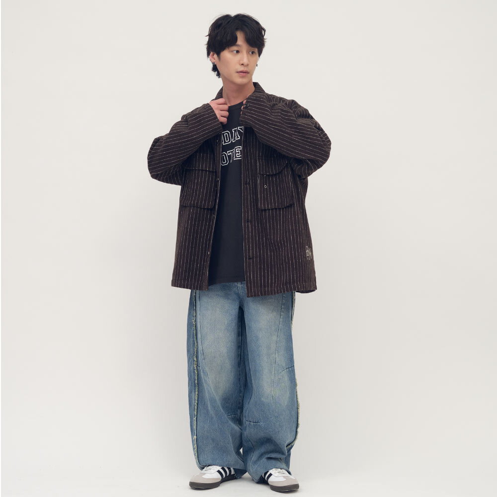 clip by clip 條紋記事CPO襯衫