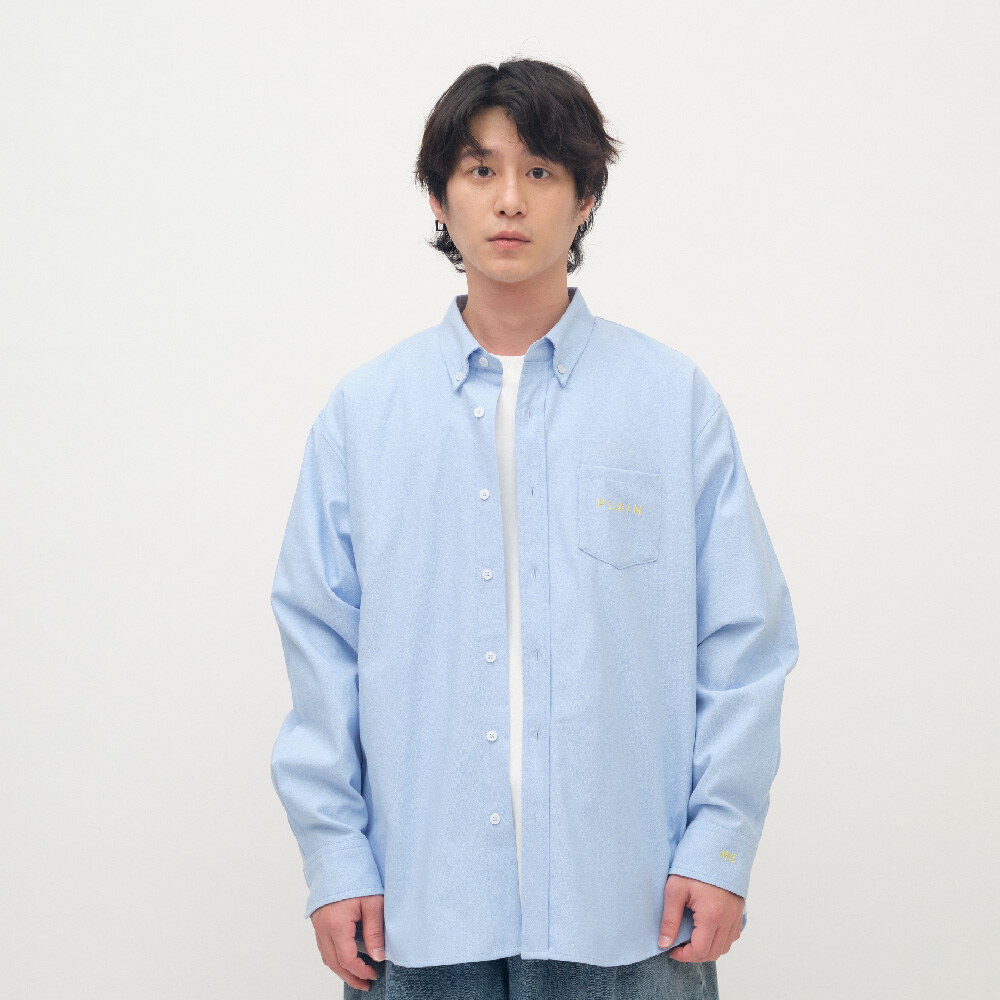 PLAIN刺繡經典素面牛津襯衫