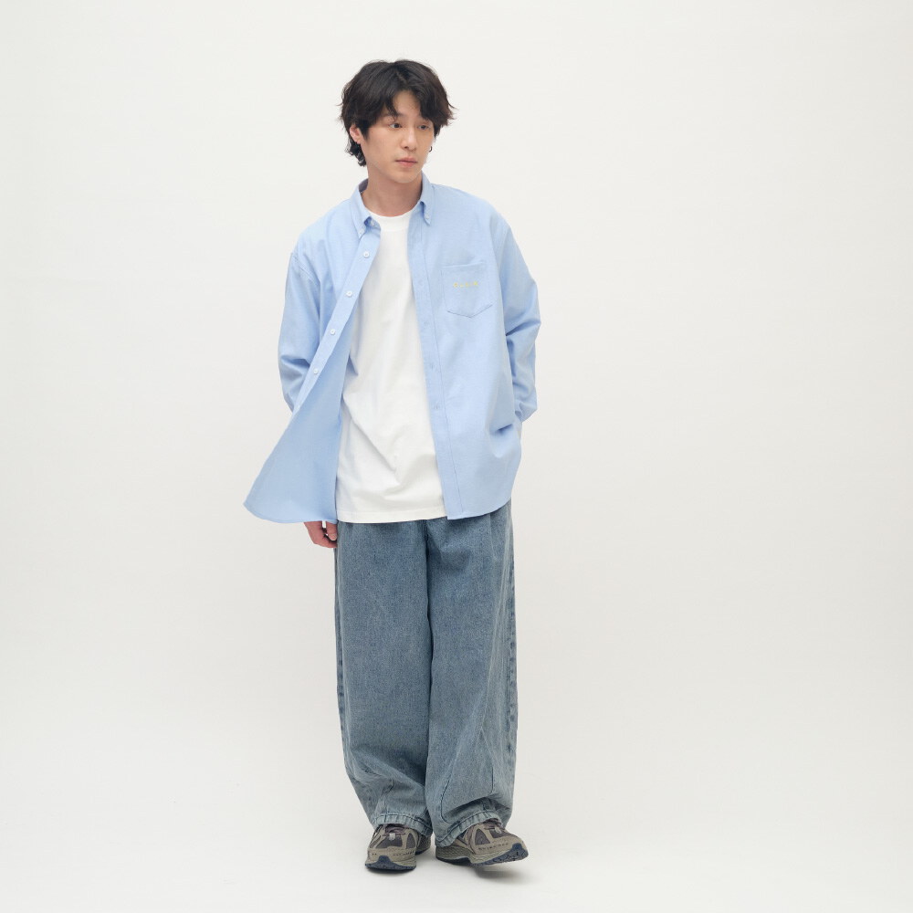 PLAIN刺繡經典素面牛津襯衫