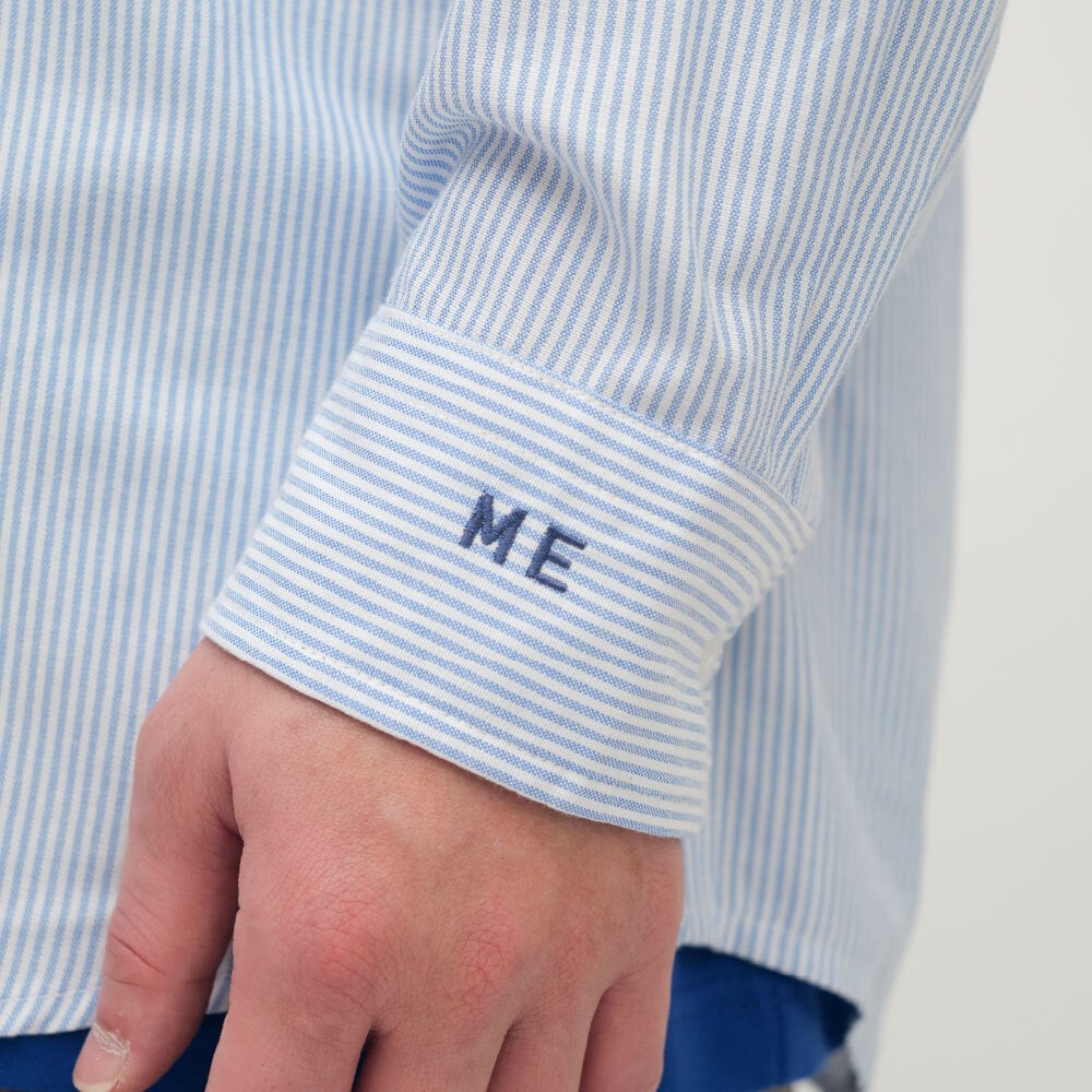 PLAIN刺繡經典條紋牛津襯衫