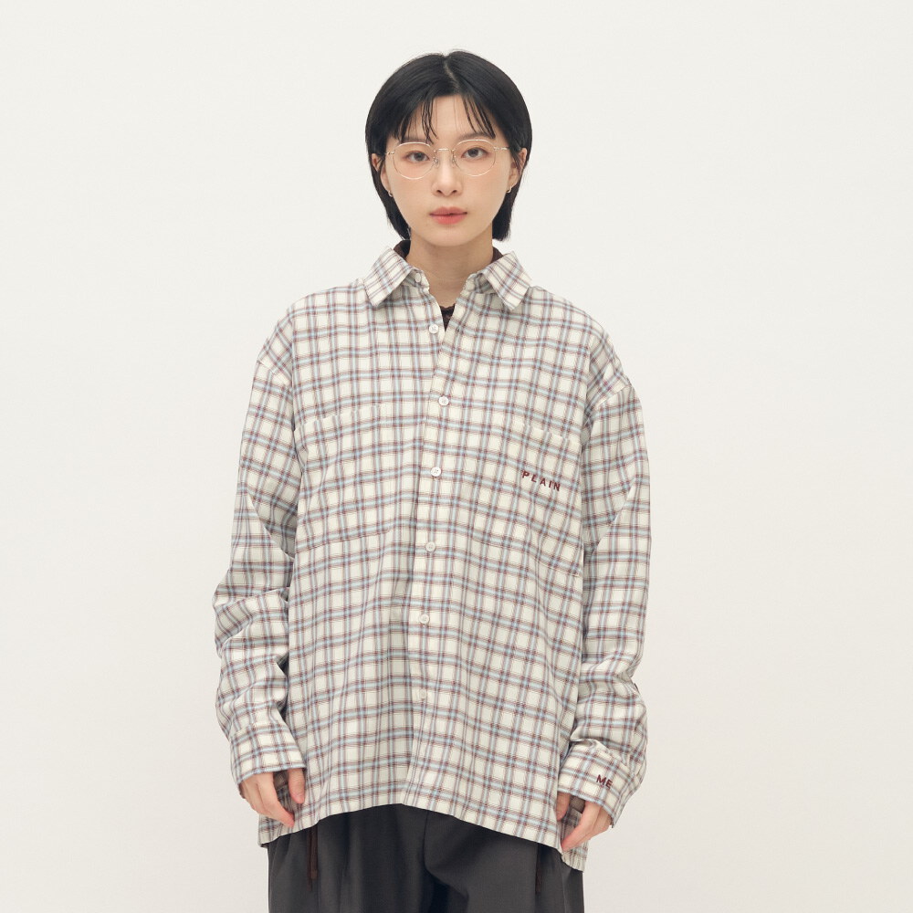 PLAIN刺繡格紋口袋襯衫