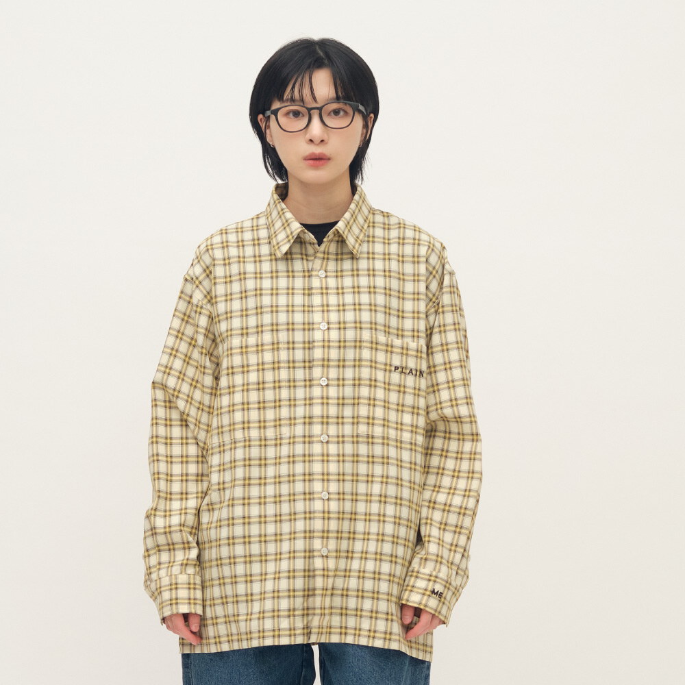 PLAIN刺繡格紋口袋襯衫