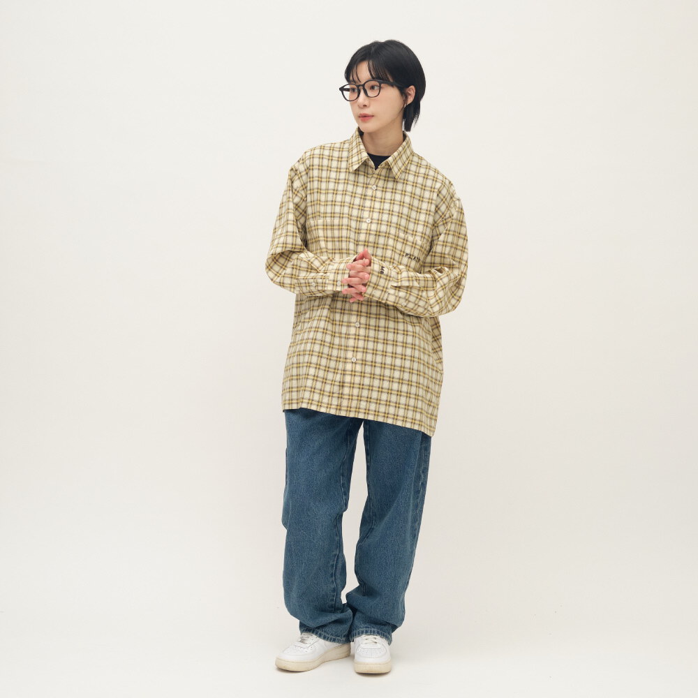 PLAIN刺繡格紋口袋襯衫