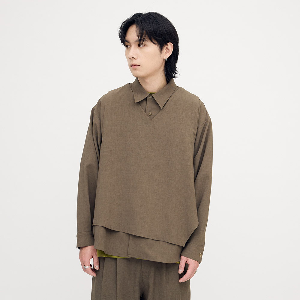 PLAIN刺繡背心襯衫搭配組