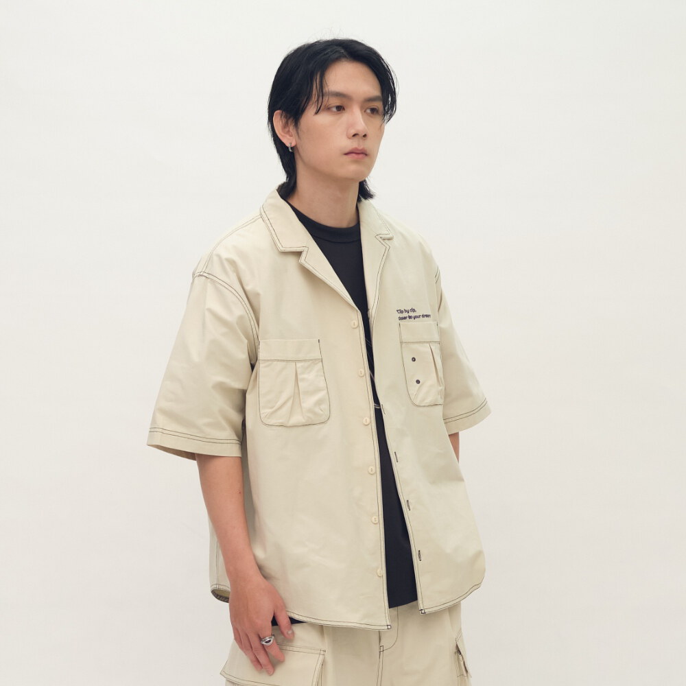 clip by clip 裝幀縫線短袖襯衫