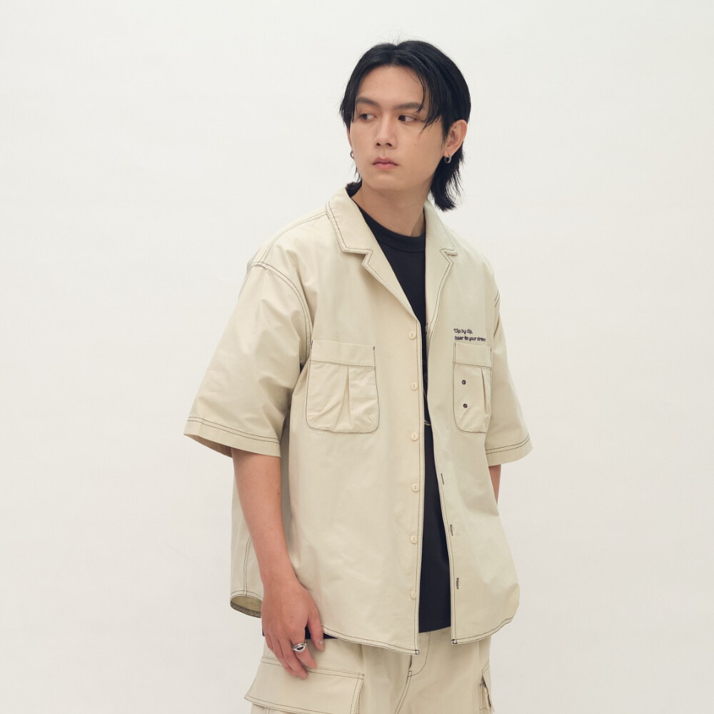 clip by clip 裝幀縫線短袖襯衫