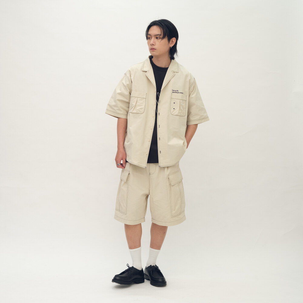 clip by clip 裝幀縫線短袖襯衫