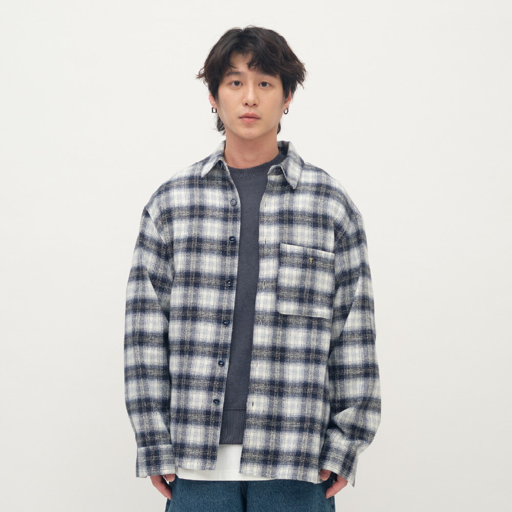 Timelly 刷毛格紋襯衫