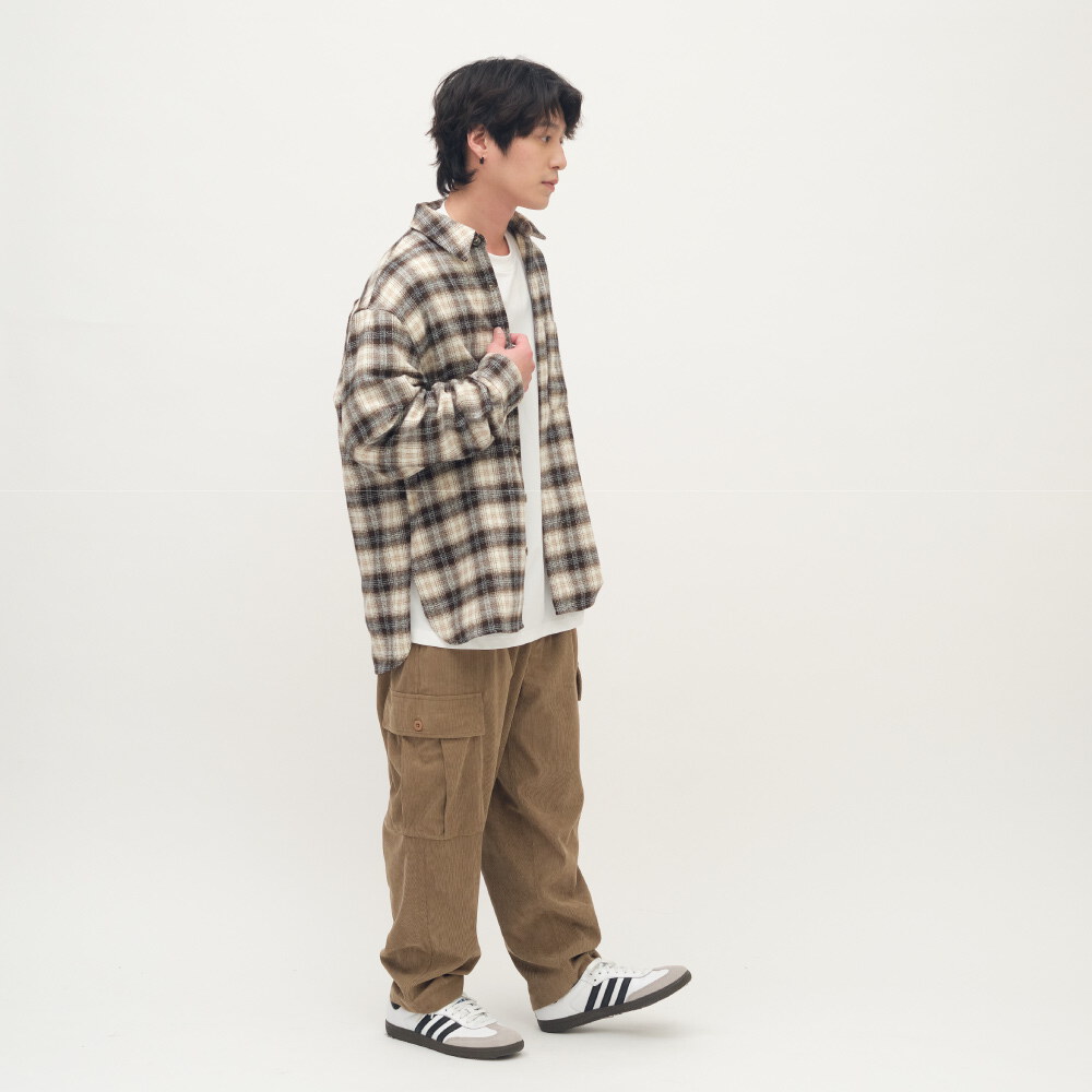 Timelly 刷毛格紋襯衫