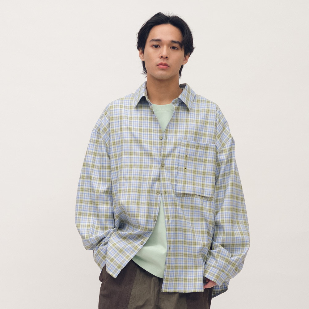 clip by clip OVERSIZE謎樣格紋襯衫