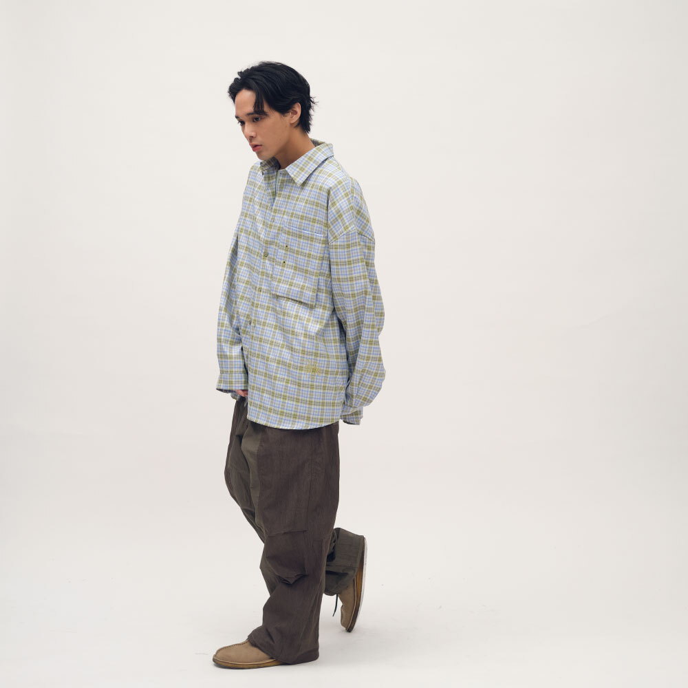 clip by clip OVERSIZE謎樣格紋襯衫