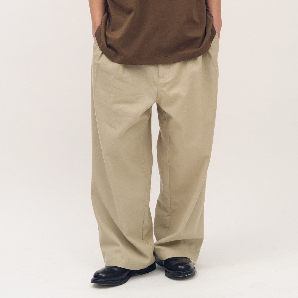 PLAIN刺繡經典直筒卡其褲