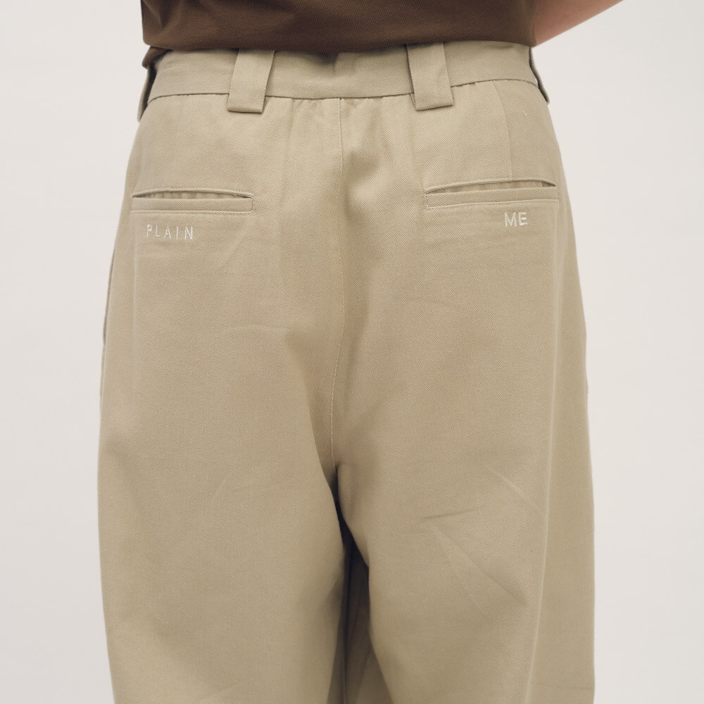 PLAIN刺繡經典直筒卡其褲