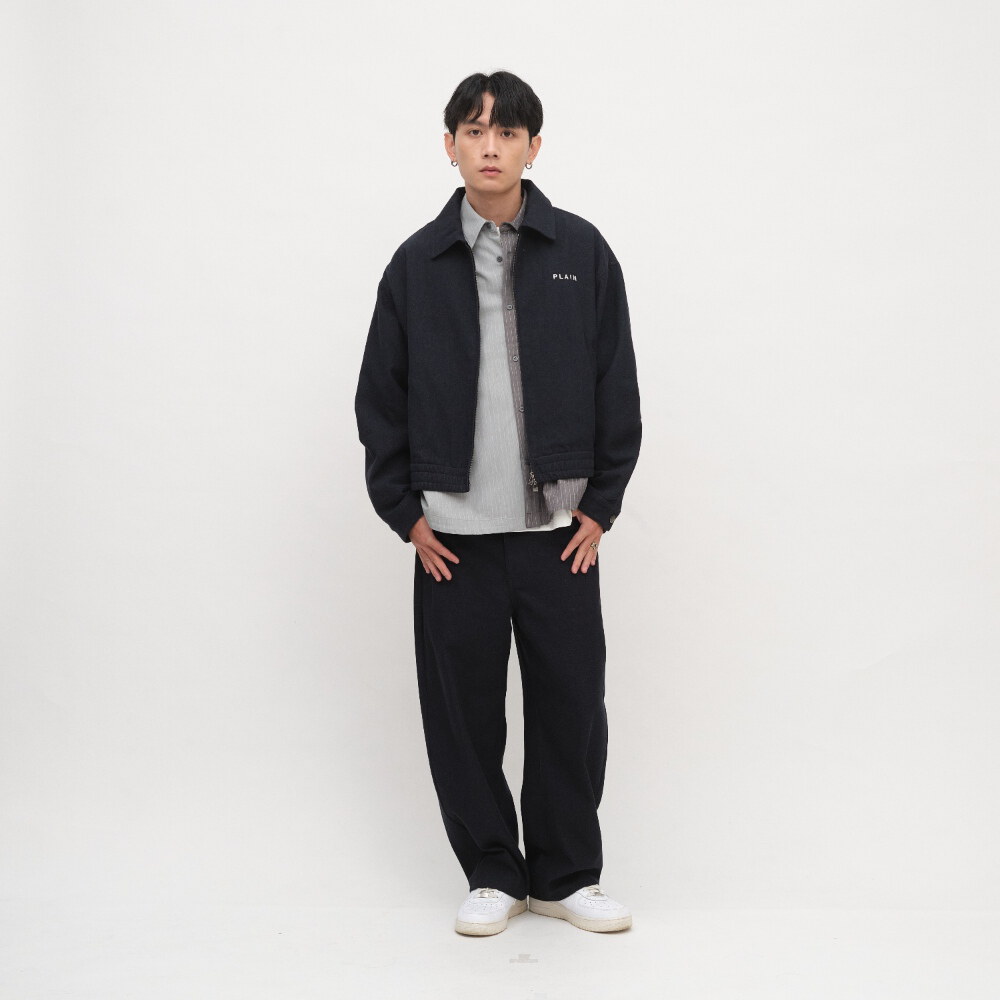 PLAIN修身闊腿卡其褲