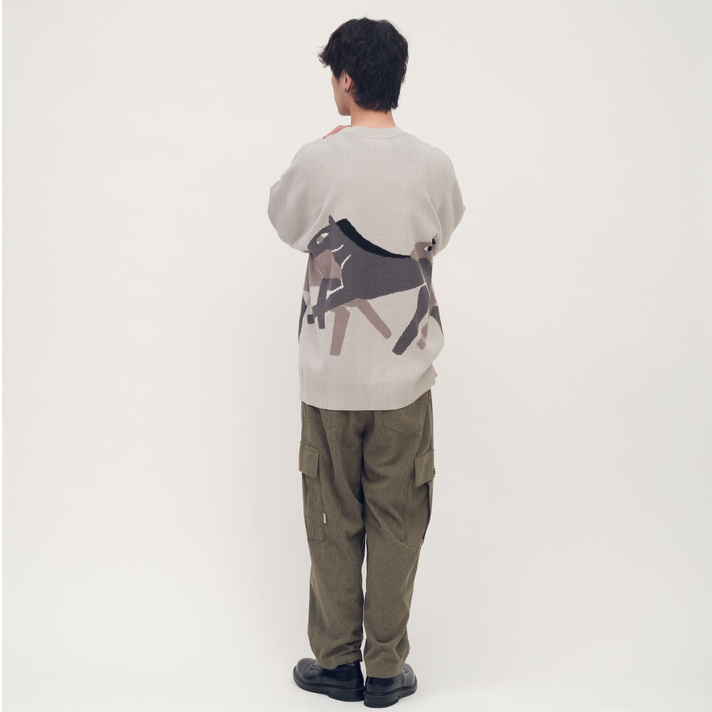 復古條絨口袋錐形長褲