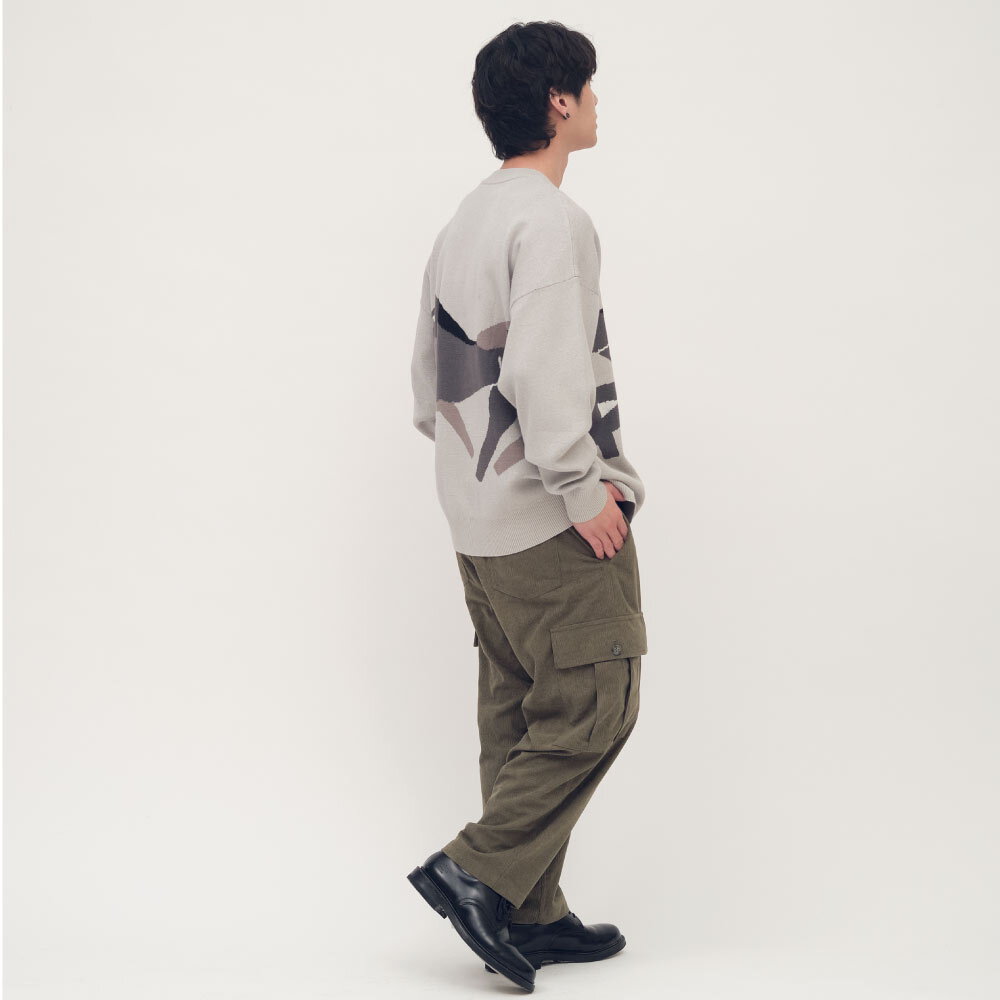 復古條絨口袋錐形長褲