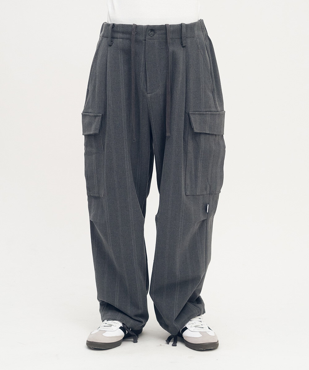 clip by clip 條紋西料口袋軍褲