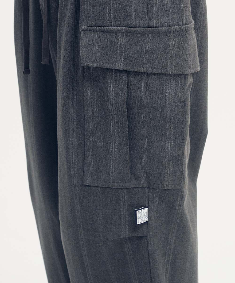 clip by clip 條紋西料口袋軍褲