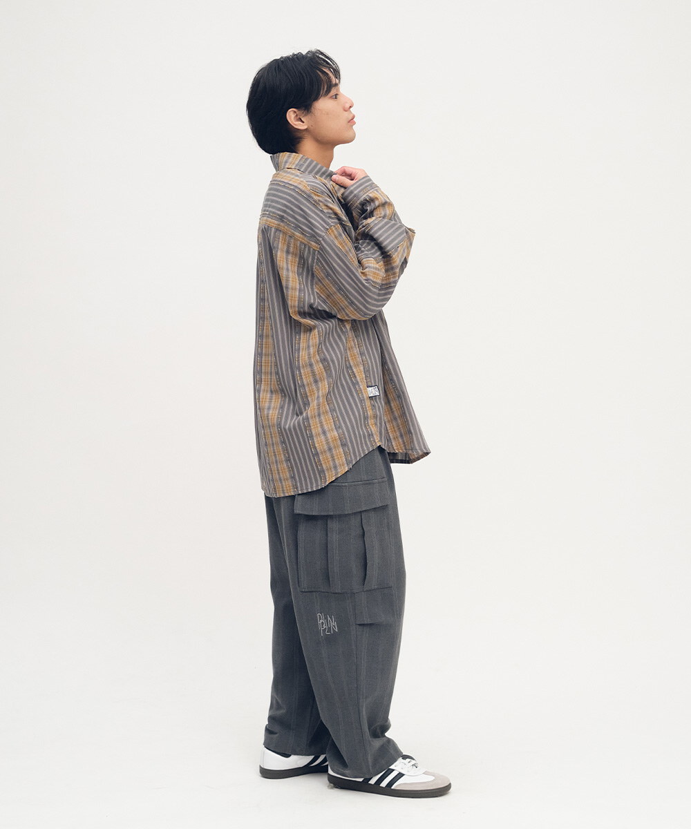 clip by clip 條紋西料口袋軍褲