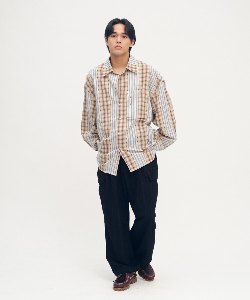 clip by clip 條紋西料口袋軍褲