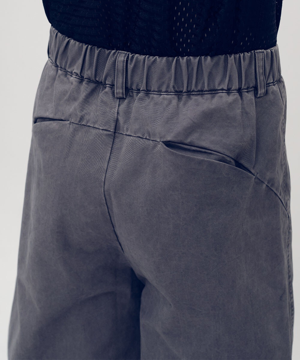 Timelly 弧線剪裁水洗繭形褲