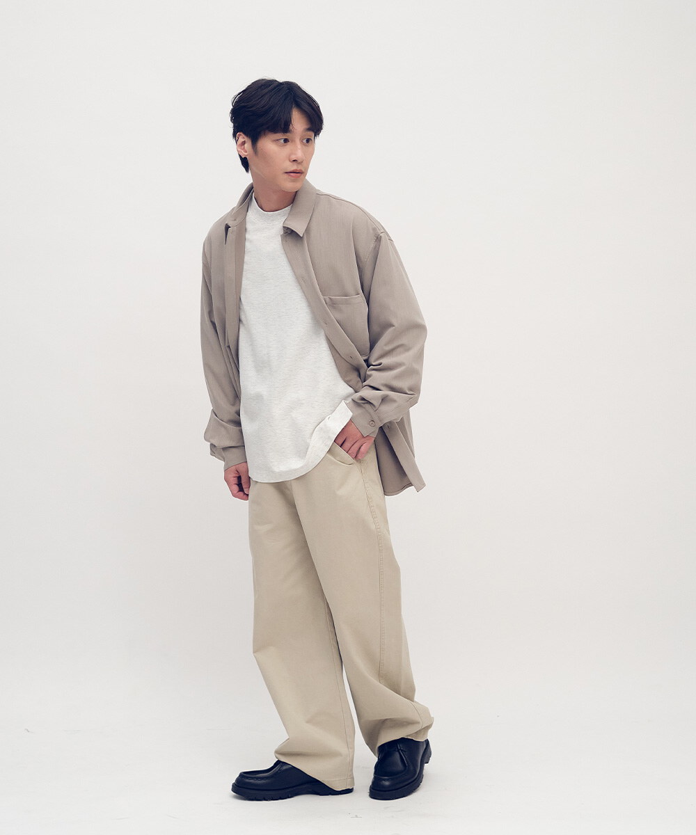 Timelly 弧線剪裁水洗繭形褲