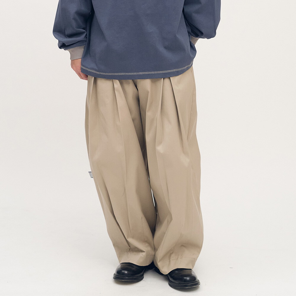 clip by clip 立體打褶棉質長褲