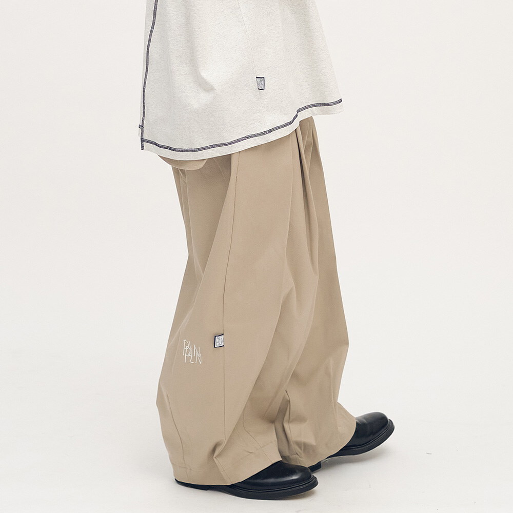 clip by clip 立體打褶棉質長褲