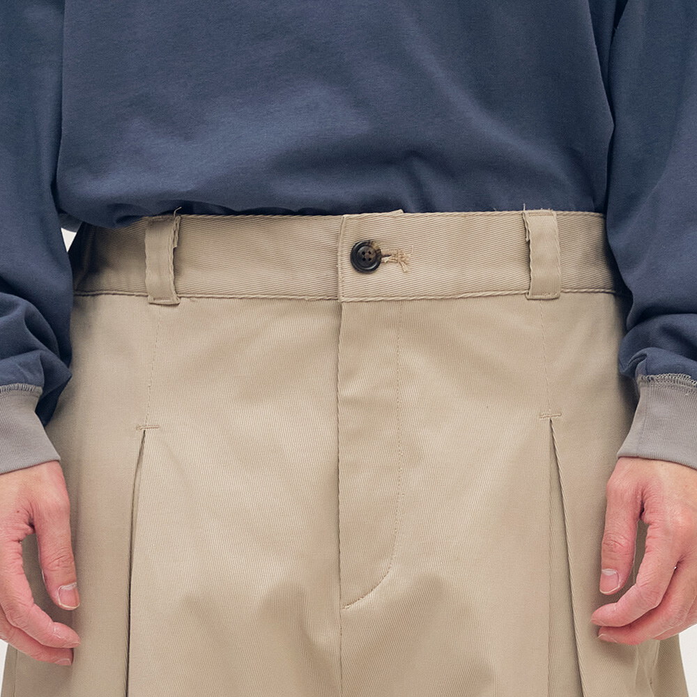 clip by clip 立體打褶棉質長褲