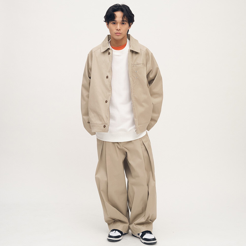 clip by clip 立體打褶棉質長褲