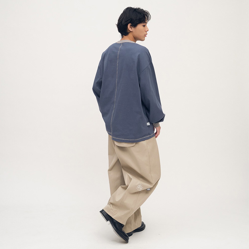 clip by clip 立體打褶棉質長褲