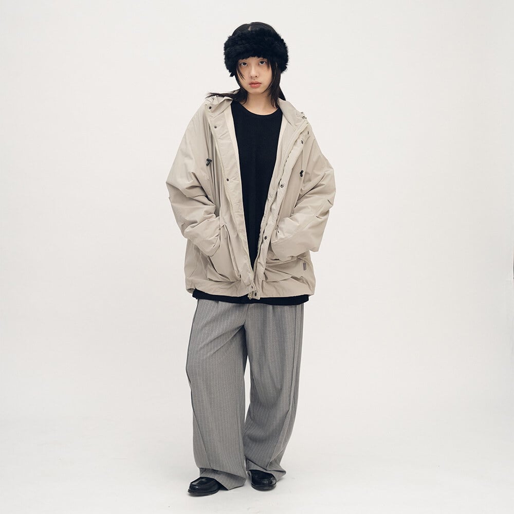 西料條紋闊腿褲