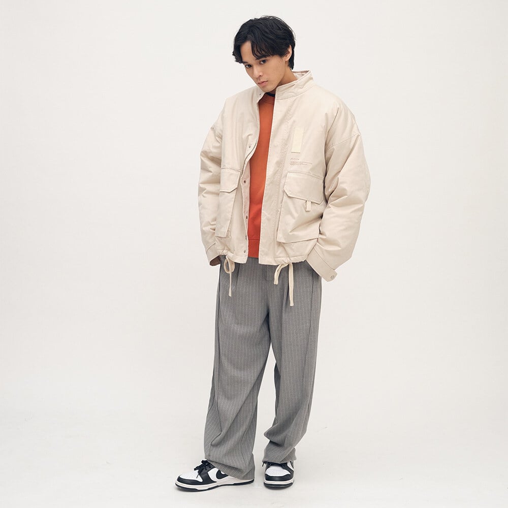 西料條紋闊腿褲