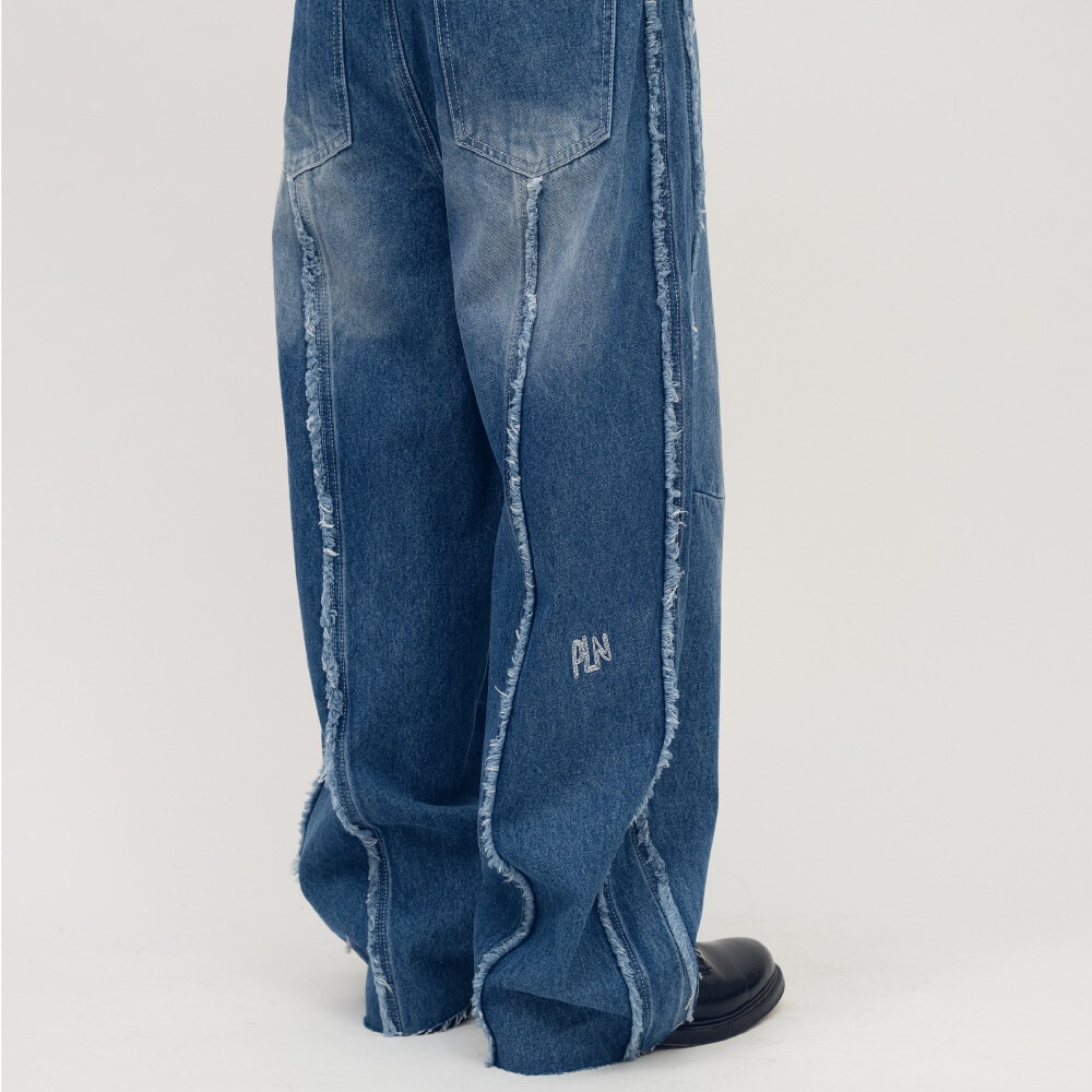 clip by clip 鬚邊剪裁刺繡牛仔褲