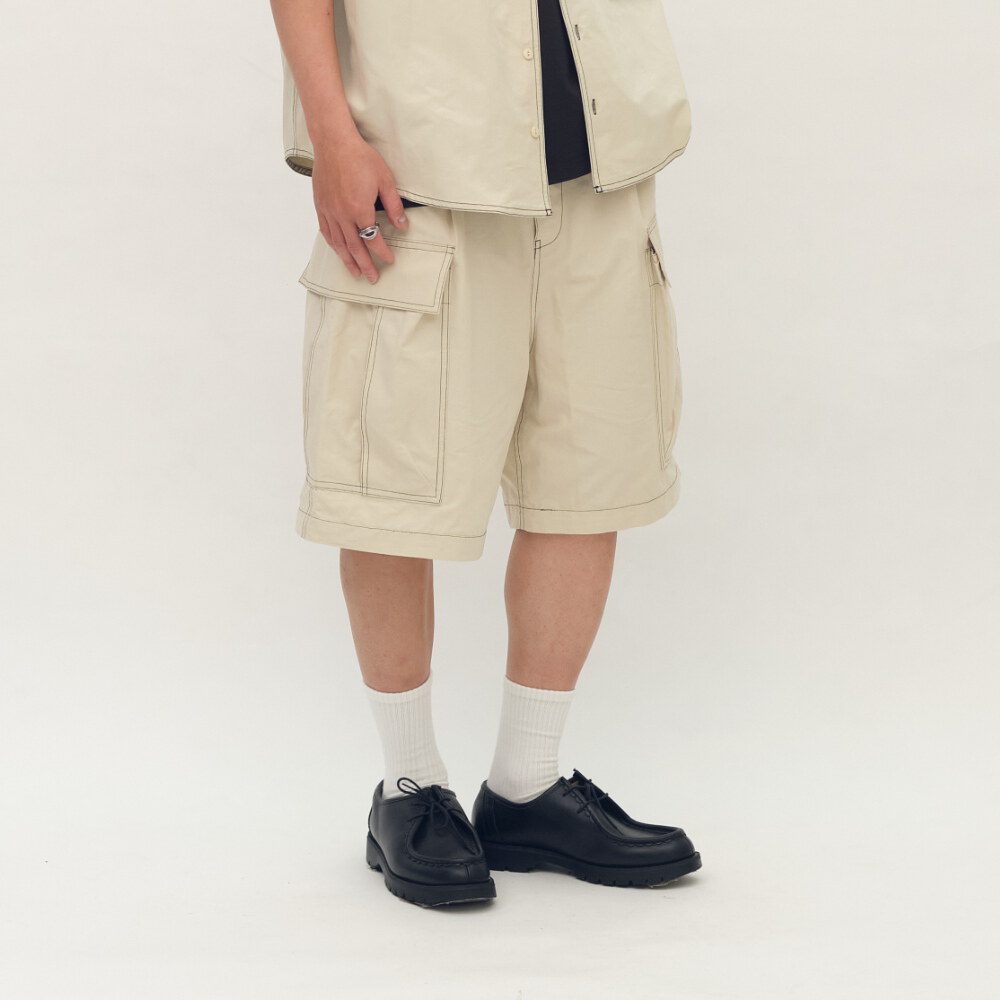 clip by clip 裝幀縫線2WAY寬褲