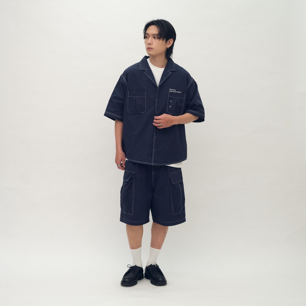 clip by clip 裝幀縫線2WAY寬褲