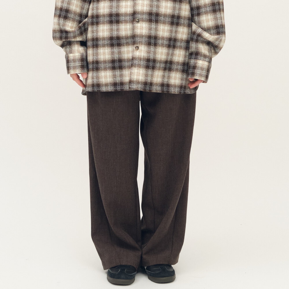 Timelly毛料流線落地長褲