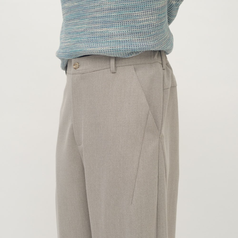 Timelly毛料流線落地長褲