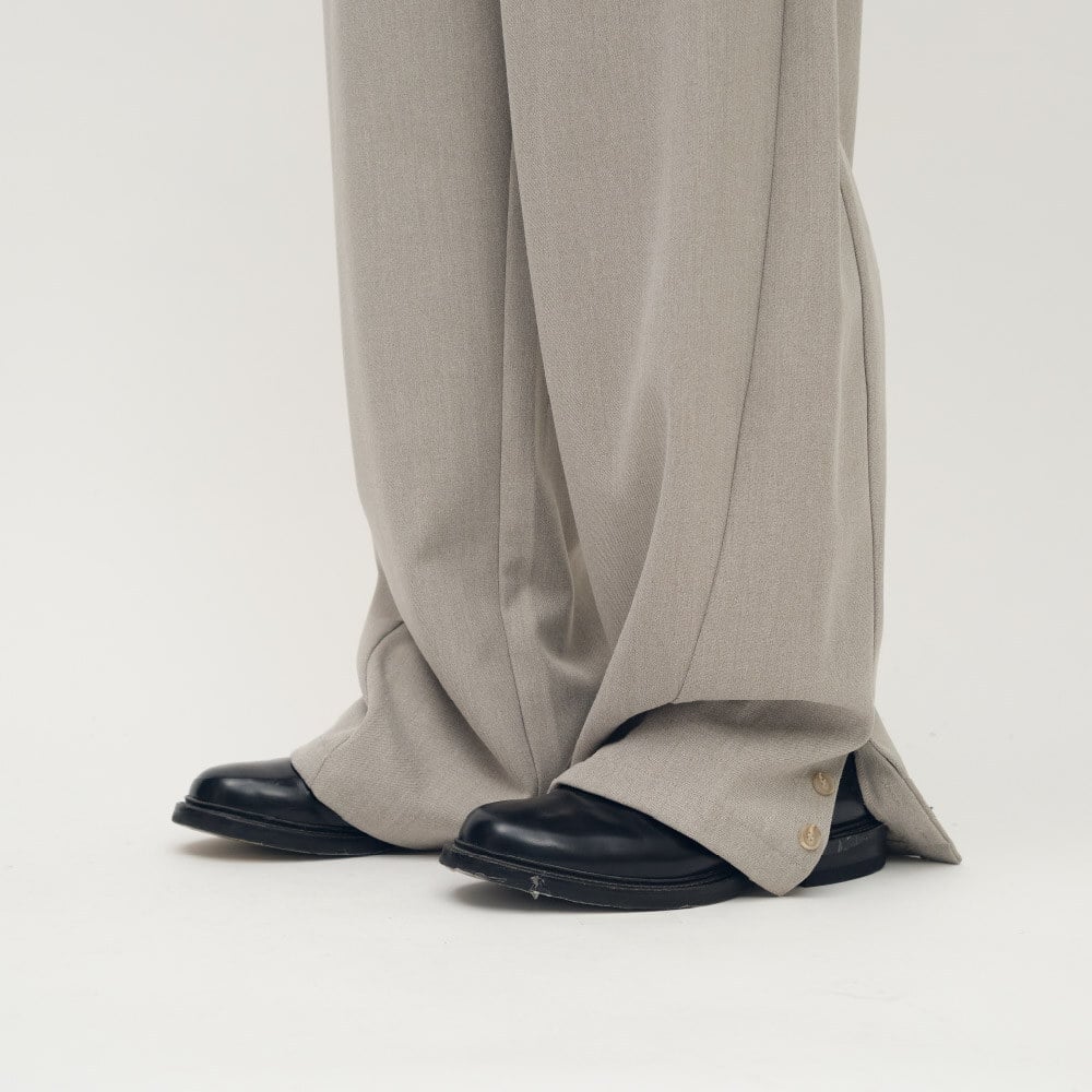 Timelly毛料流線落地長褲