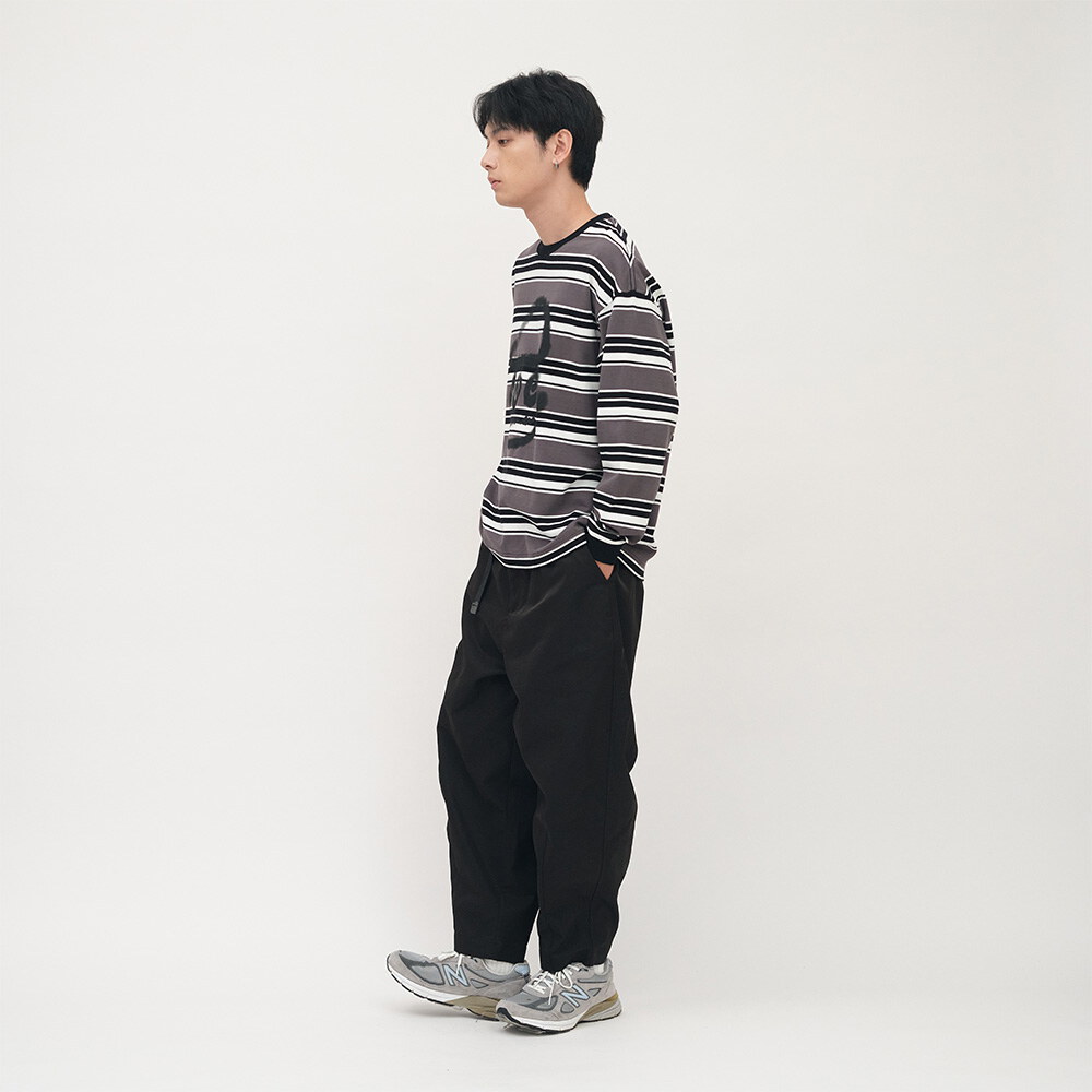 小P社長潑漆條紋長TEE