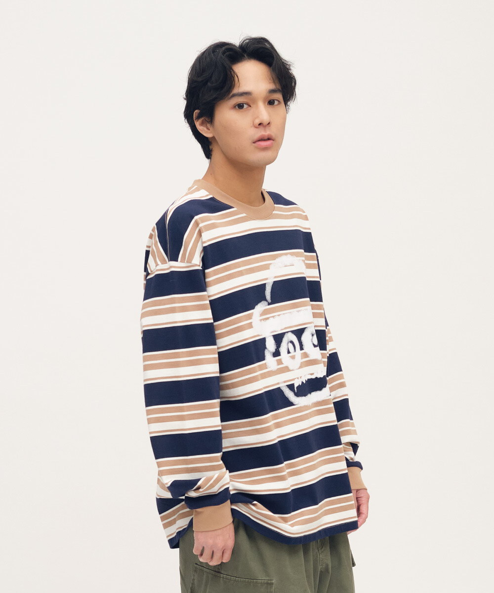 小P社長潑漆條紋長TEE