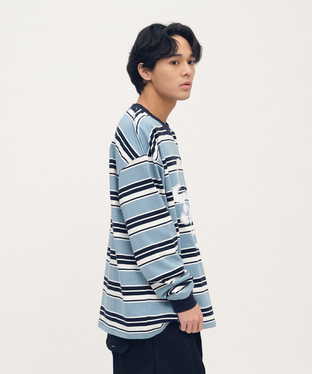 小P社長潑漆條紋長TEE