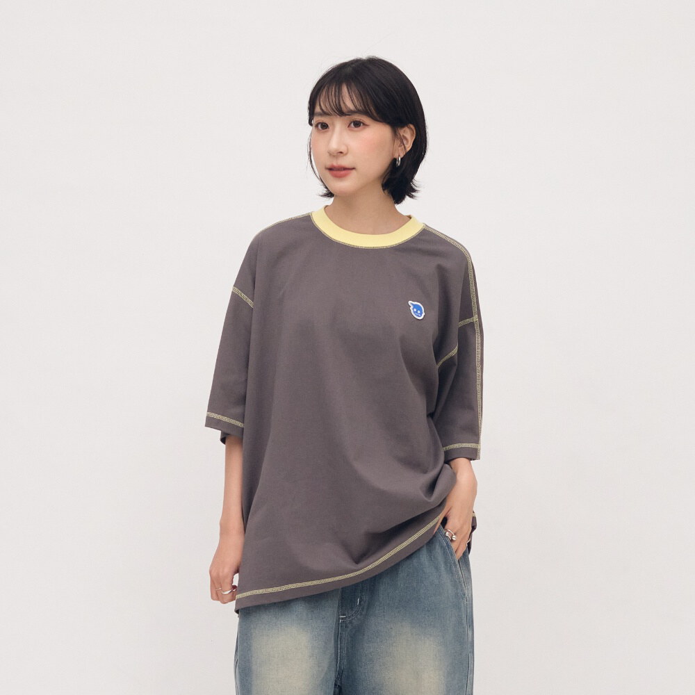 小P社長撞色爬線短袖TEE