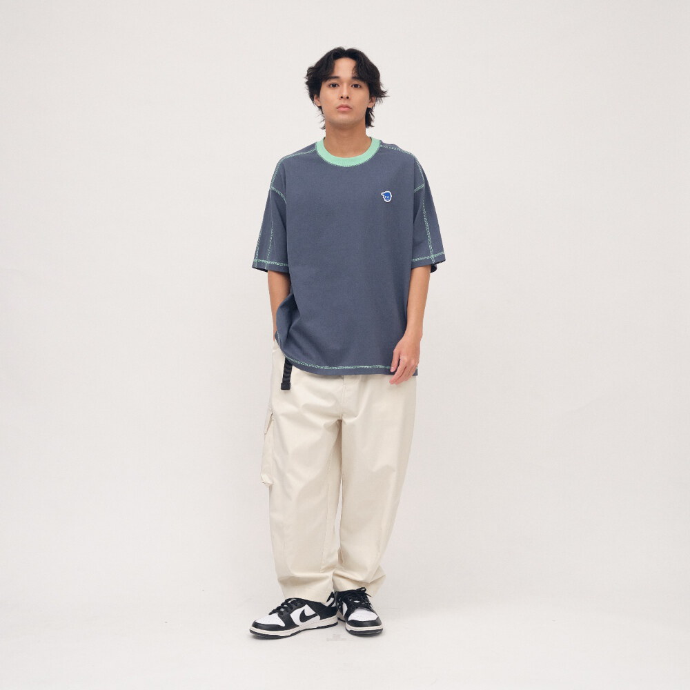 小P社長撞色爬線短袖TEE
