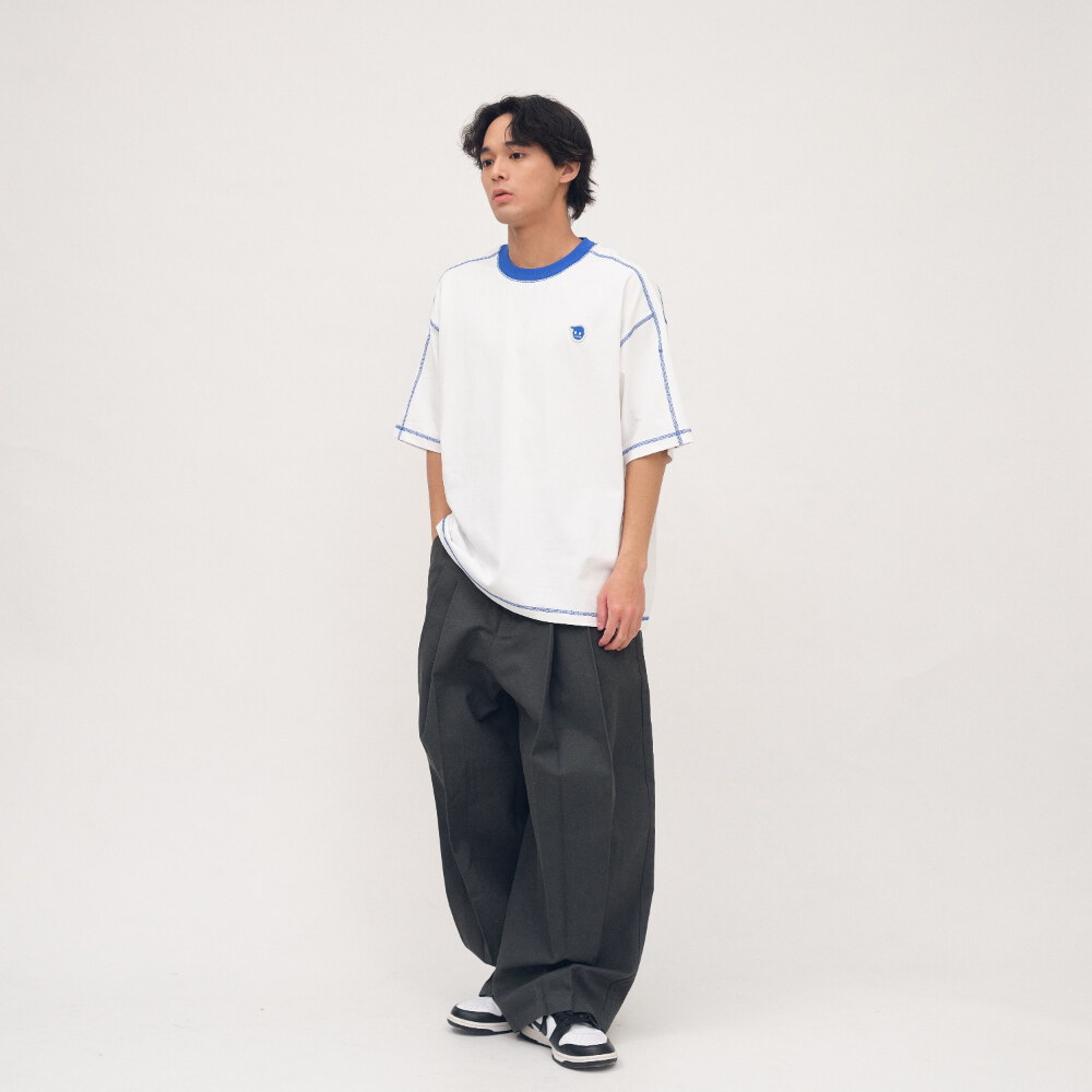 小P社長撞色爬線短袖TEE