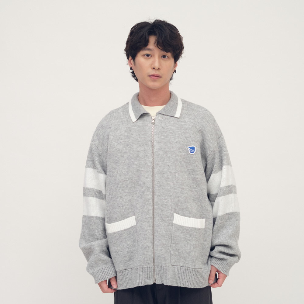 小P社長開襟拉鍊針織衫