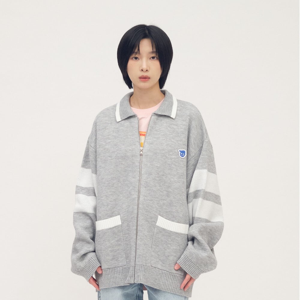 小P社長開襟拉鍊針織衫